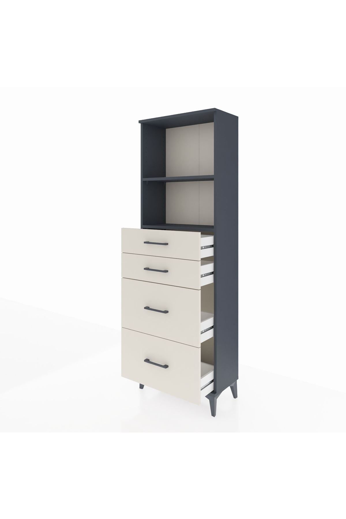 Arges Dolap 2 Raflı 4 Çekmeceli 60x30x182 Antrasit-Aytaşı