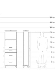 Arges Dolap 2 Raflı 4 Çekmeceli 60x30x182 Antrasit-Aytaşı