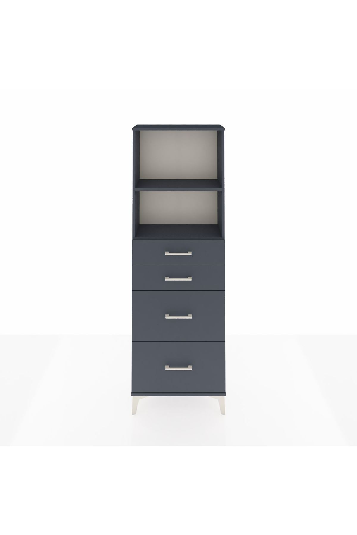 Arges Dolap 2 Raflı 4 Çekmeceli 60x30x182 Antrasit-Antrasit