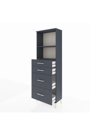 Arges Dolap 2 Raflı 4 Çekmeceli 60x30x182 Antrasit-Antrasit