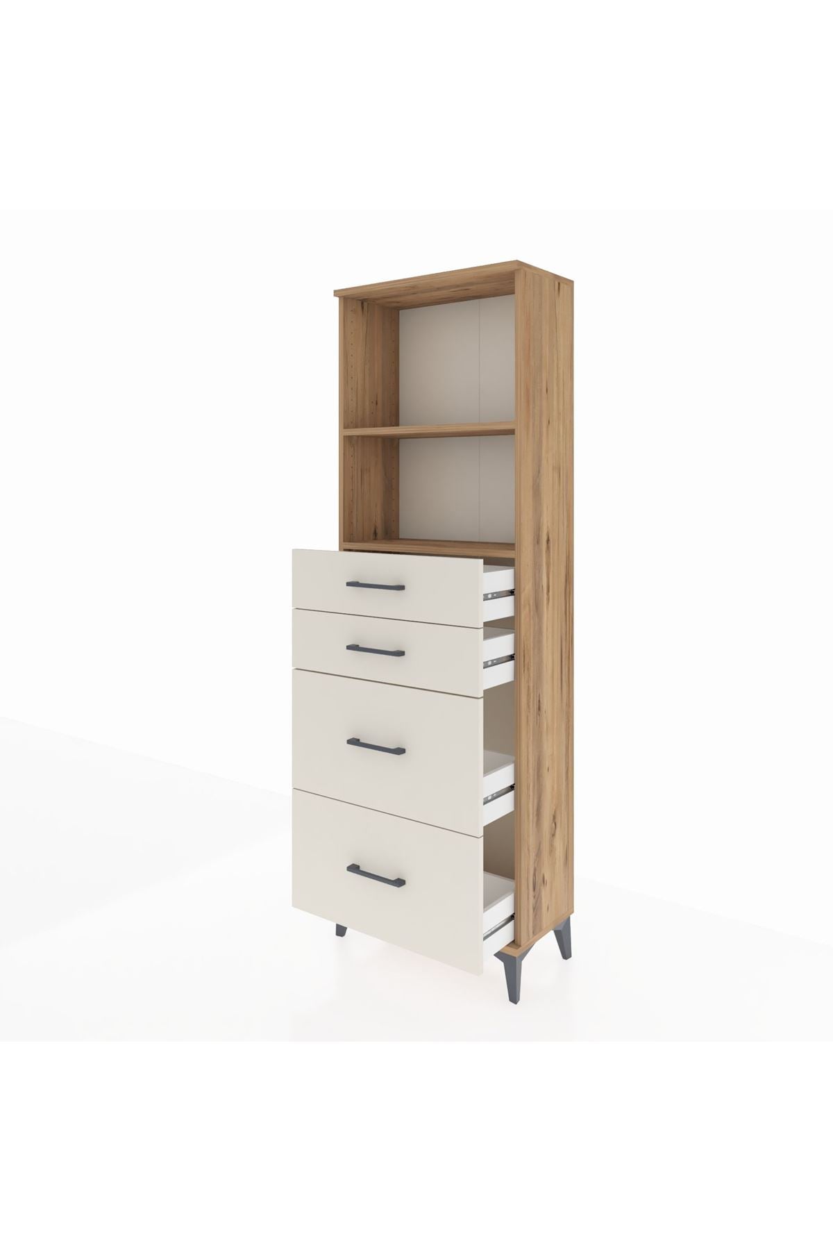 Arges Dolap 2 Raflı 4 Çekmeceli 60x30x182 Çam-Aytaşı