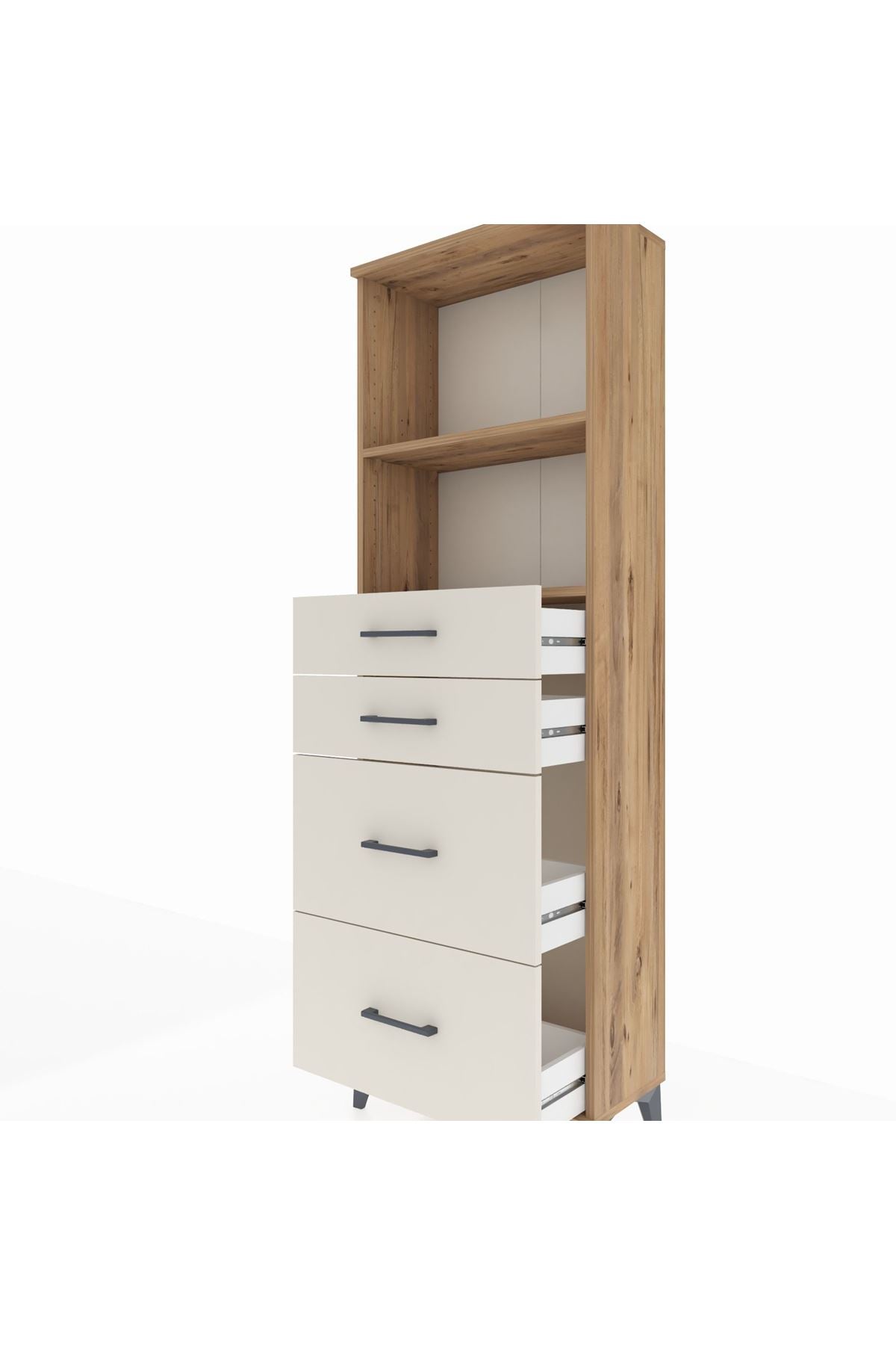 Arges Dolap 2 Raflı 4 Çekmeceli 60x30x182 Çam-Aytaşı