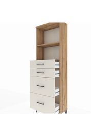 Arges Dolap 2 Raflı 4 Çekmeceli 60x30x182 Çam-Aytaşı