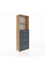 Arges Dolap 2 Raflı 4 Çekmeceli 60x30x182 Çam-Antrasit