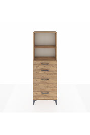 Arges Dolap 2 Raflı 4 Çekmeceli 60x30x182 Çam-Çam