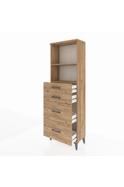 Arges Dolap 2 Raflı 4 Çekmeceli 60x30x182 Çam-Çam