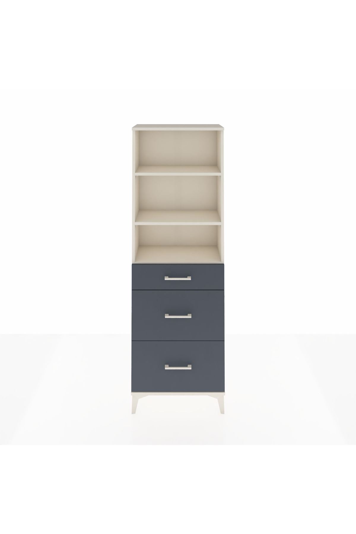 Arges Dolap 3 Raflı 3 Çekmeceli 60x30x182 Aytaşı-Antrasit