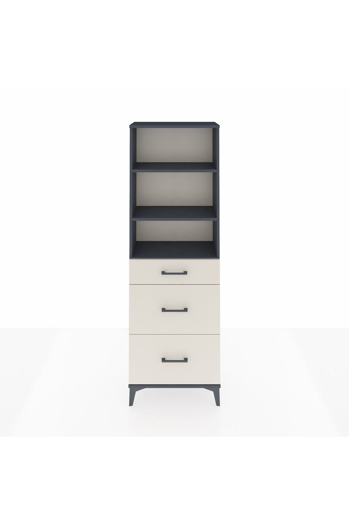 Arges Dolap 3 Raflı 3 Çekmeceli 60x30x182 Antrasit-Aytaşı