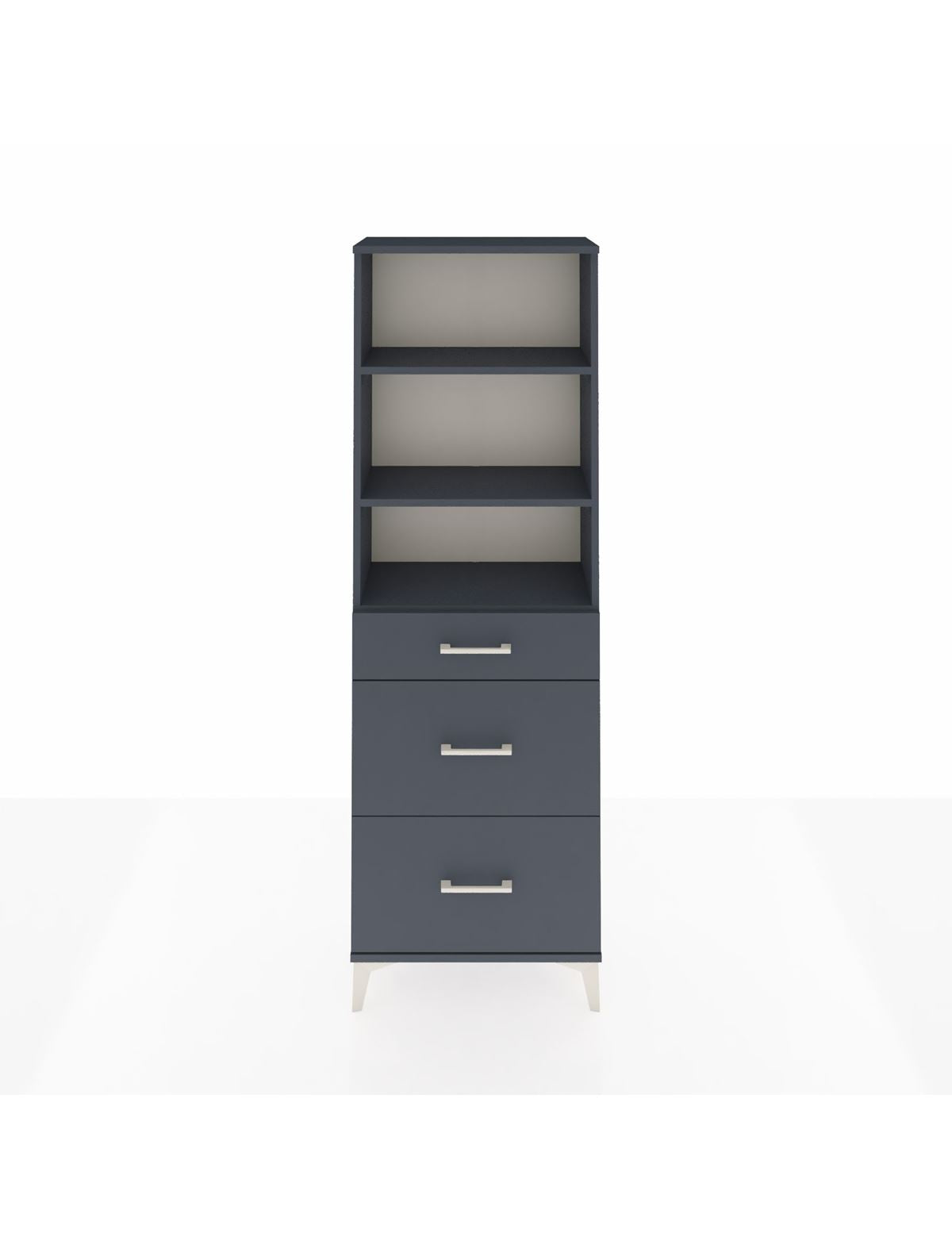 Arges Dolap 3 Raflı 3 Çekmeceli 60x30x182 Antrasit-Antrasit