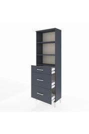 Arges Dolap 3 Raflı 3 Çekmeceli 60x30x182 Antrasit-Antrasit