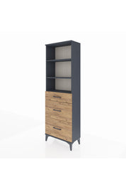 Arges Dolap 3 Raflı 3 Çekmeceli 60x30x182 Antrasit-Çam