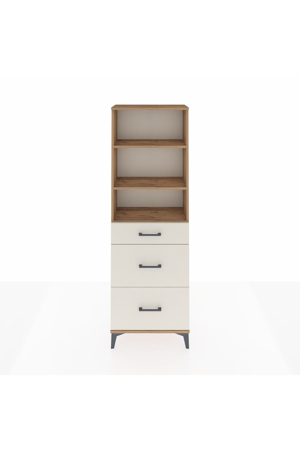 Arges Dolap 3 Raflı 3 Çekmeceli 60x30x182 Çam-Aytaşı