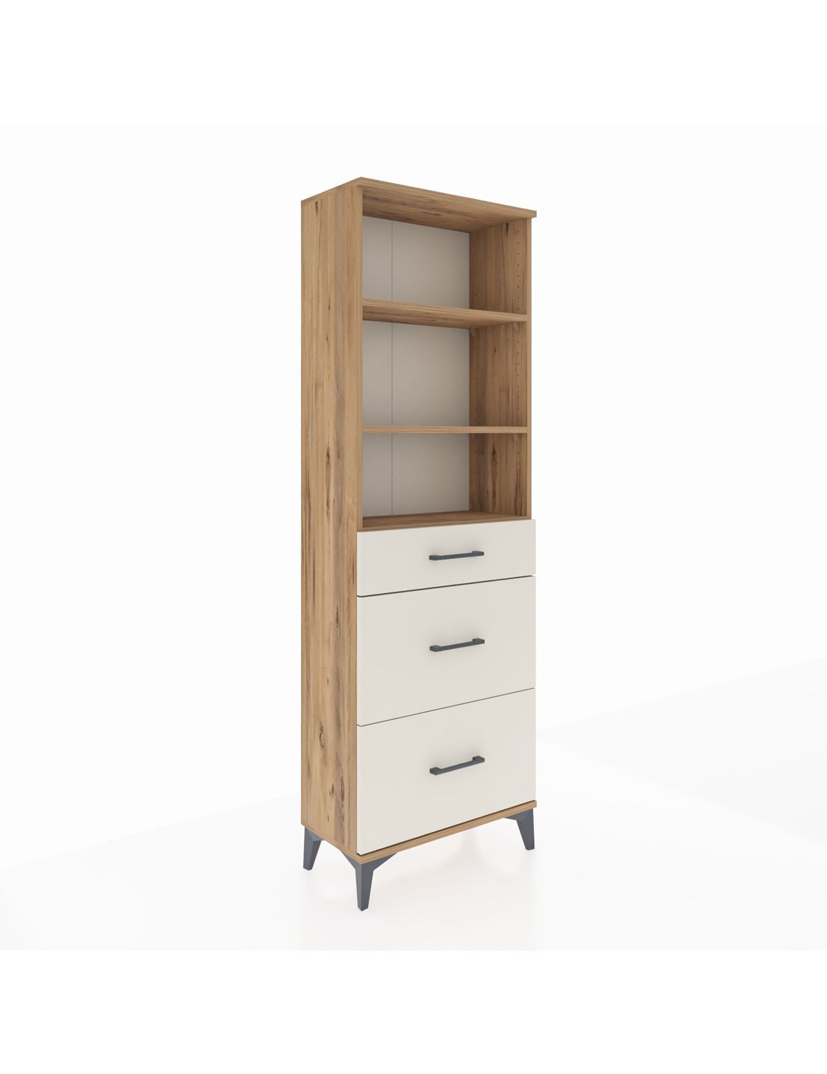 Arges Dolap 3 Raflı 3 Çekmeceli 60x30x182 Çam-Aytaşı