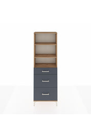 Arges Dolap 3 Raflı 3 Çekmeceli 60x30x182 Çam-Antrasit