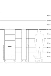 Arges Dolap 3 Raflı 3 Çekmeceli 60x30x182 Çam-Antrasit