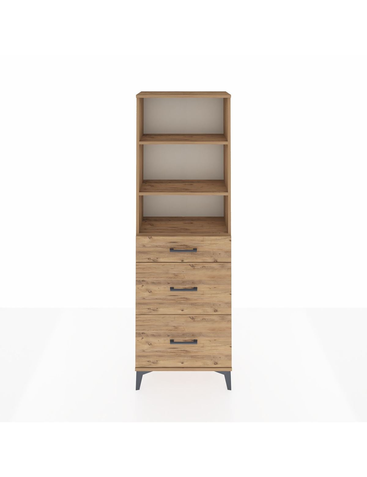 Arges Dolap 3 Raflı 3 Çekmeceli 60x30x182 Çam-Çam