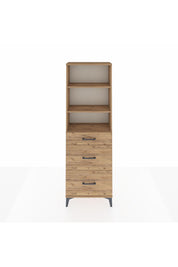 Arges Dolap 3 Raflı 3 Çekmeceli 60x30x182 Çam-Çam