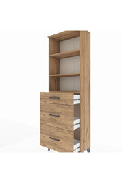 Arges Dolap 3 Raflı 3 Çekmeceli 60x30x182 Çam-Çam