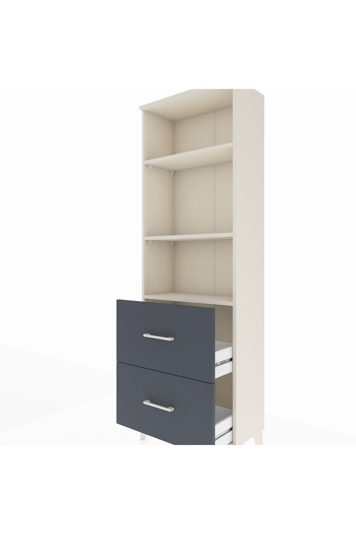 Arges Dolap 3 Raflı 2 Çekmeceli 60x30x182 Aytaşı-Antrasit