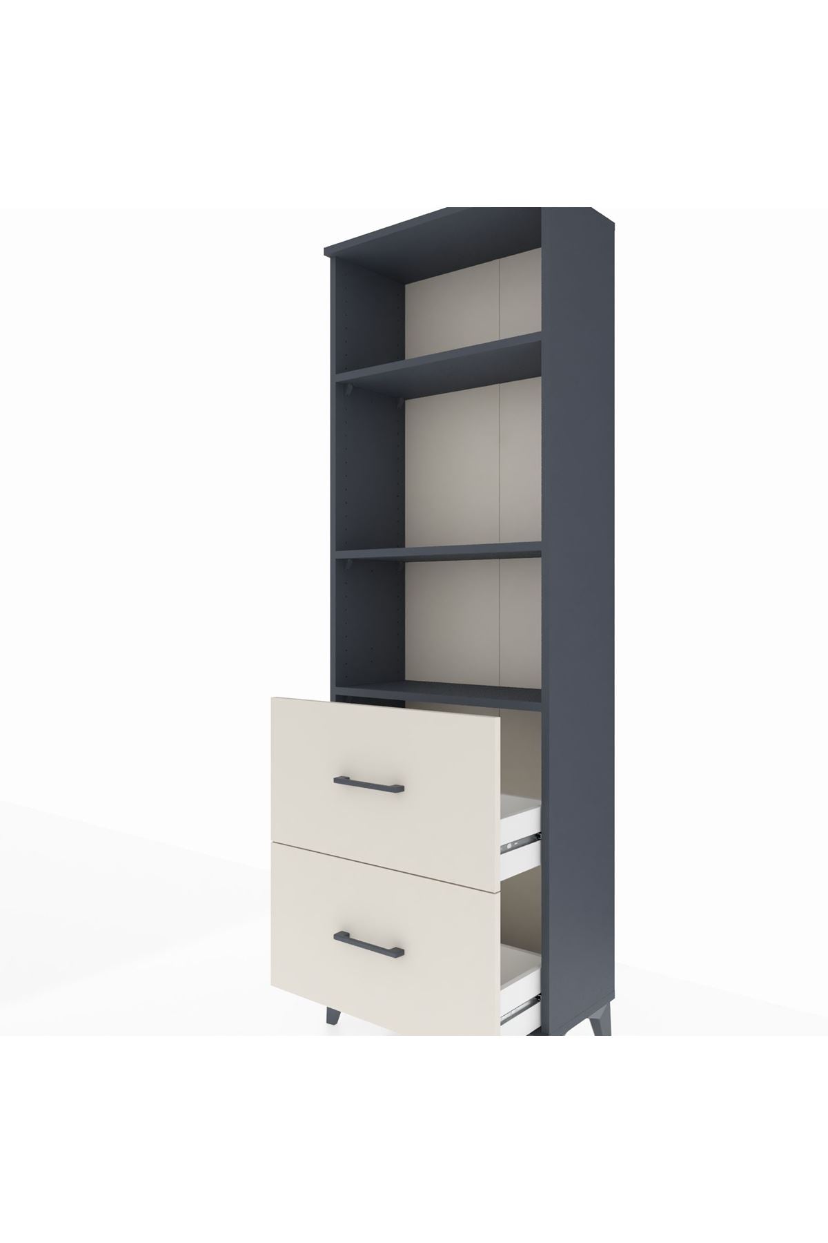 Arges Dolap 3 Raflı 2 Çekmeceli 60x30x182 Antrasit-Aytaşı