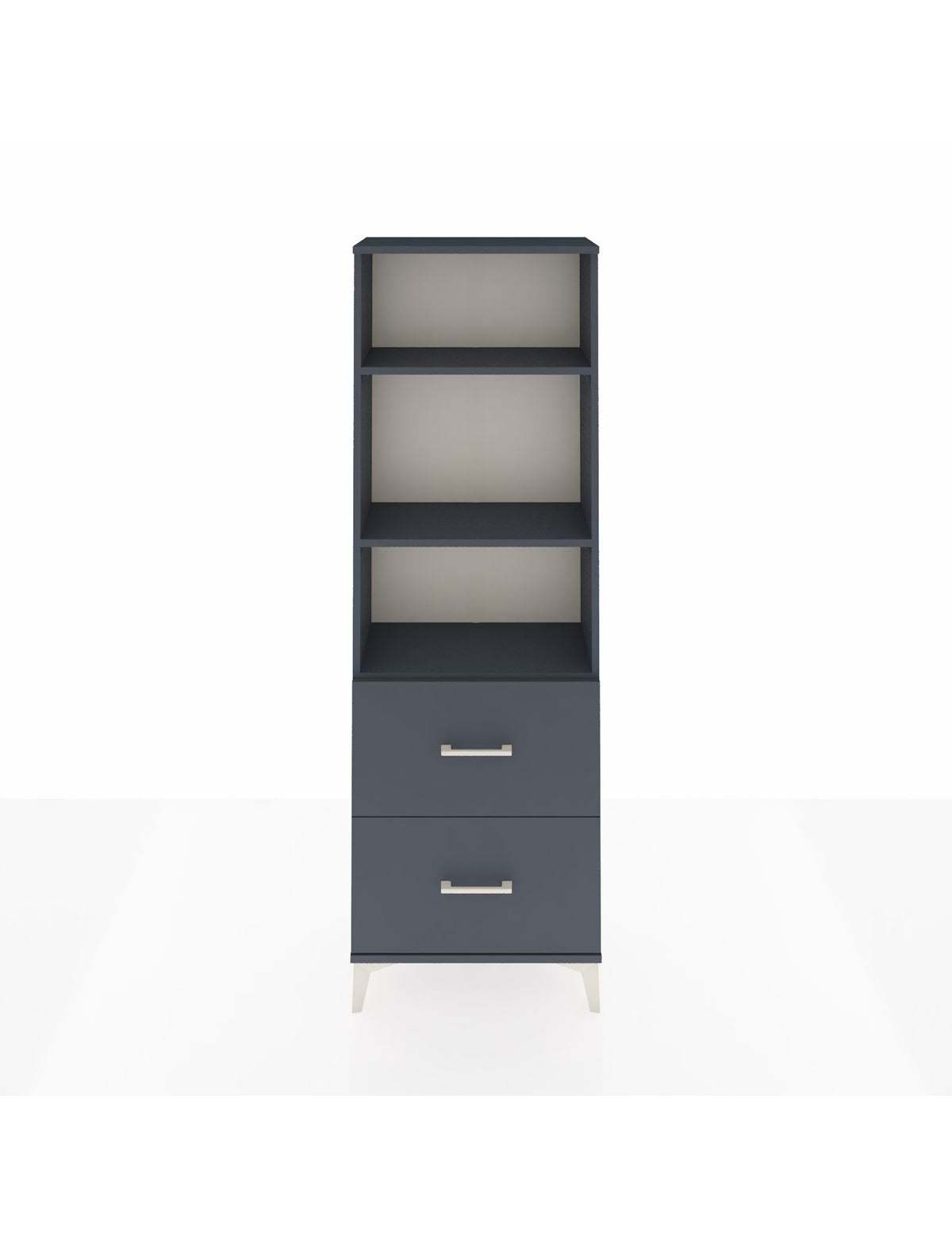 Arges Dolap 3 Raflı 2 Çekmeceli 60x30x182 Antrasit-Antrasit