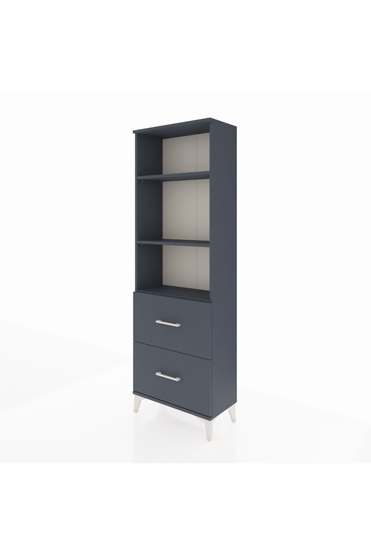 Arges Dolap 3 Raflı 2 Çekmeceli 60x30x182 Antrasit-Antrasit