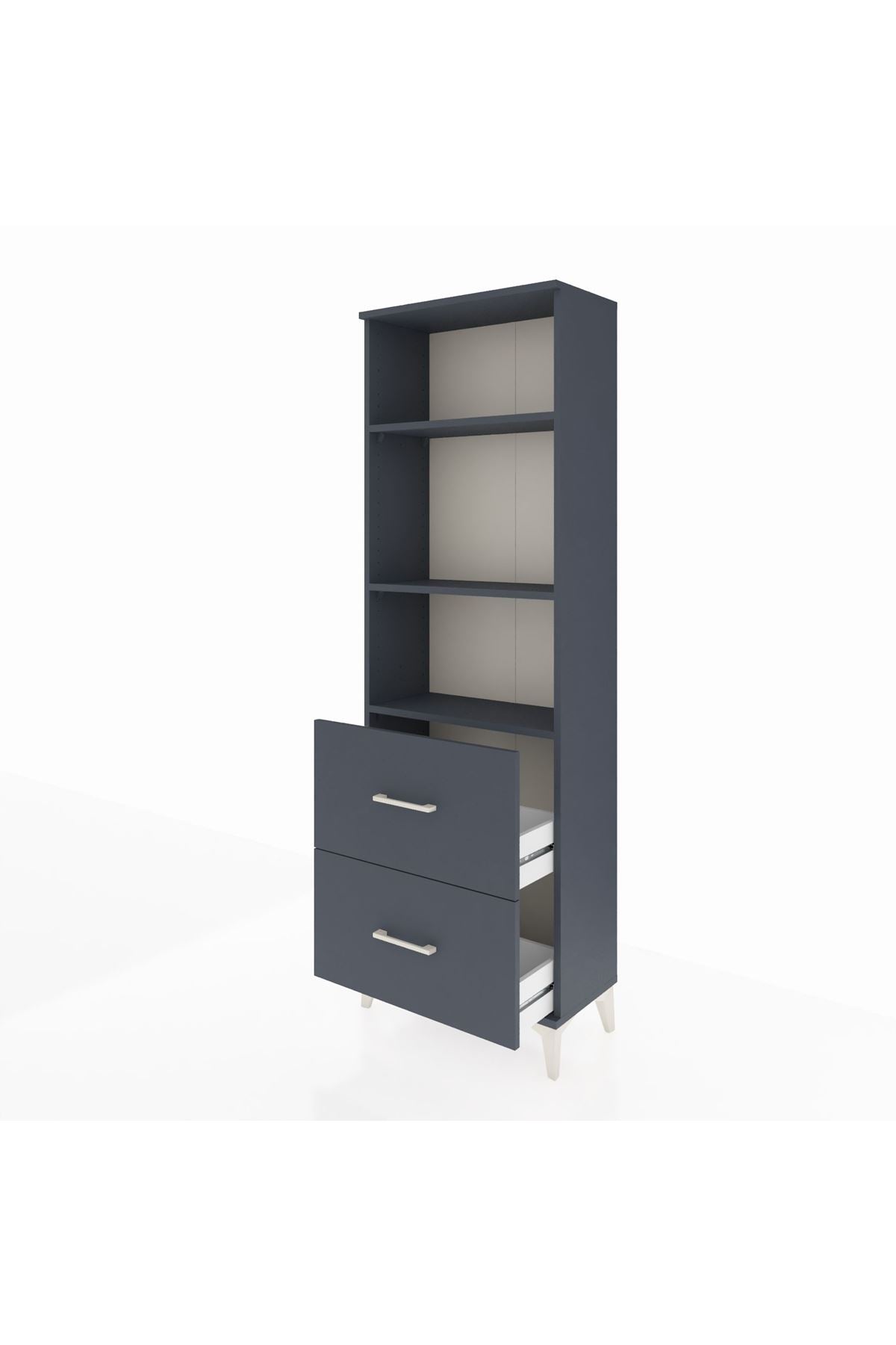 Arges Dolap 3 Raflı 2 Çekmeceli 60x30x182 Antrasit-Antrasit