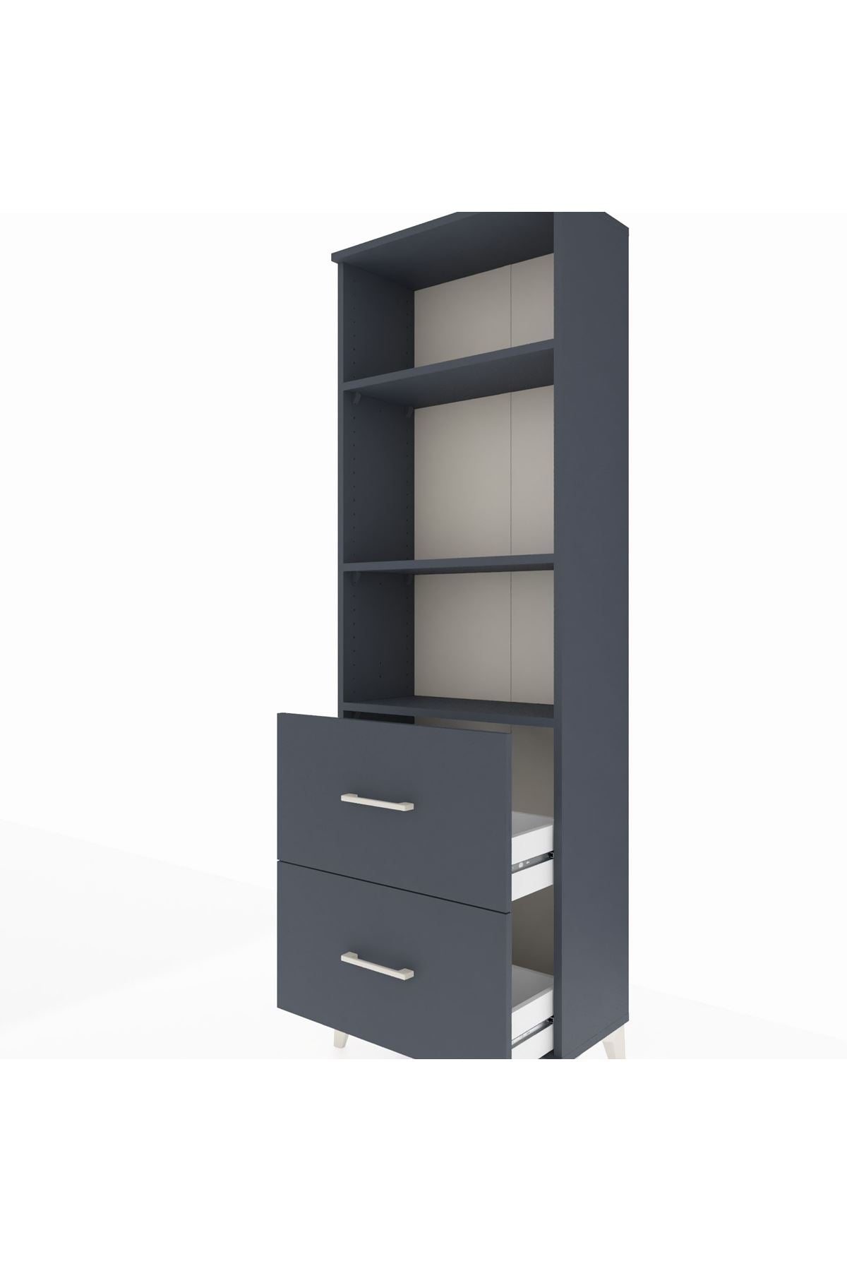 Arges Dolap 3 Raflı 2 Çekmeceli 60x30x182 Antrasit-Antrasit