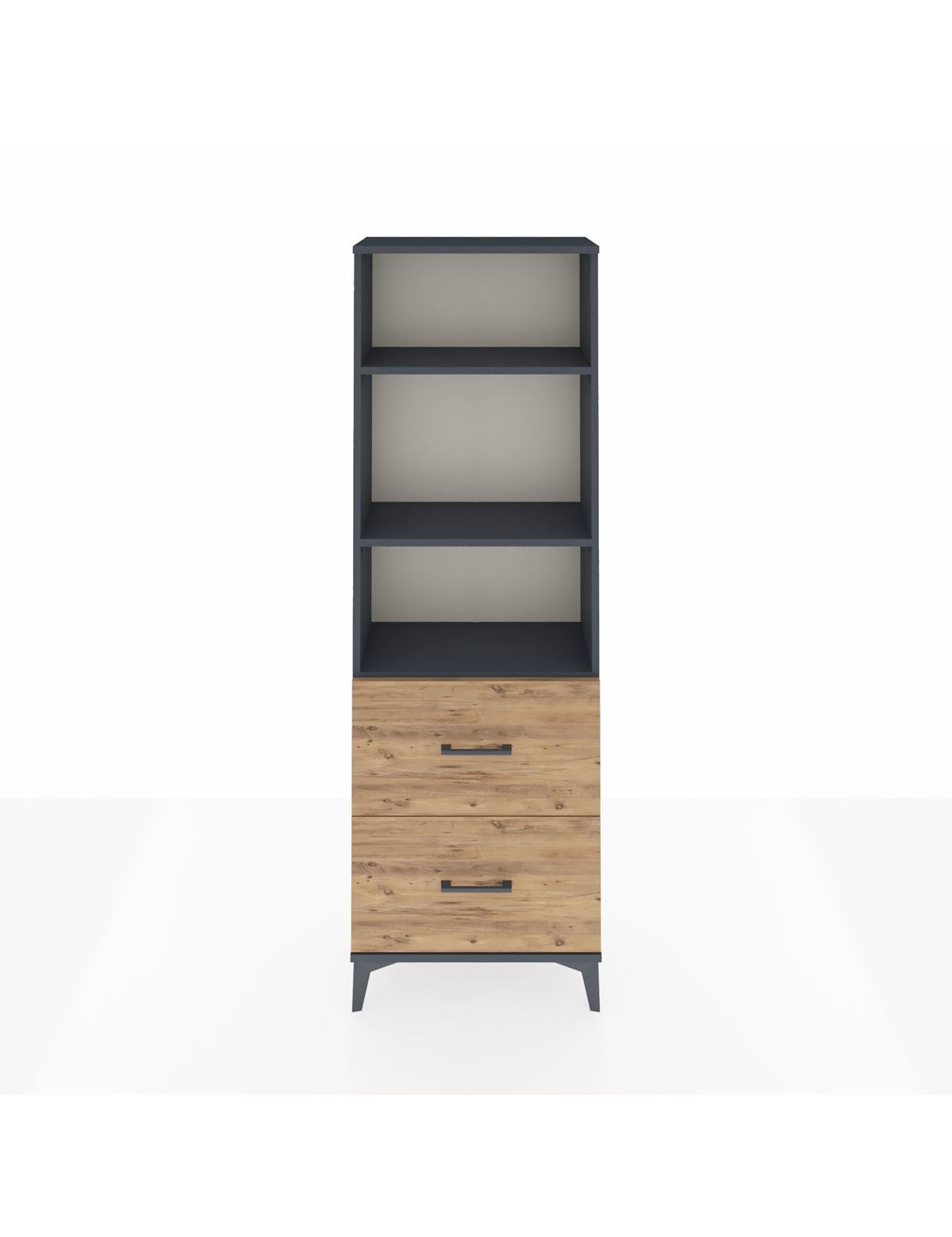 Arges Dolap 3 Raflı 2 Çekmeceli 60x30x182 Antrasit-Çam