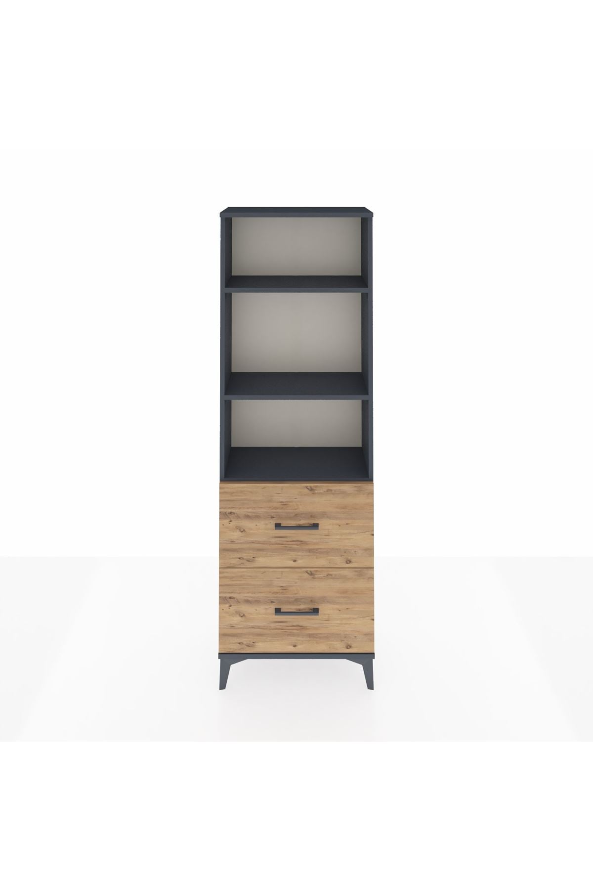 Arges Dolap 3 Raflı 2 Çekmeceli 60x30x182 Antrasit-Çam