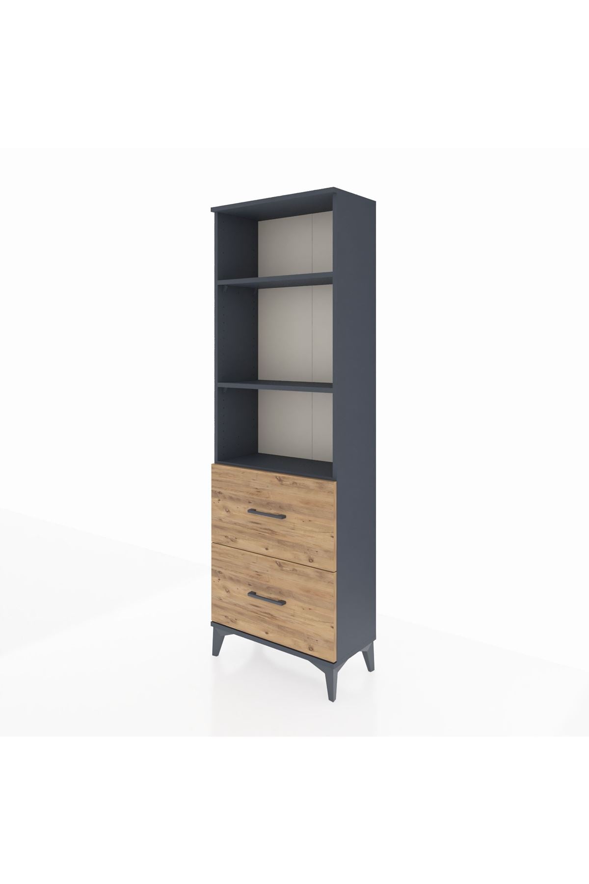 Arges Dolap 3 Raflı 2 Çekmeceli 60x30x182 Antrasit-Çam