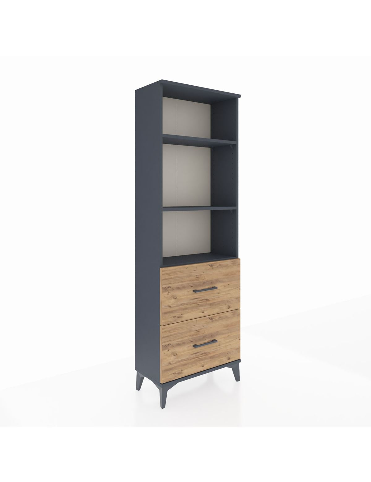 Arges Dolap 3 Raflı 2 Çekmeceli 60x30x182 Antrasit-Çam