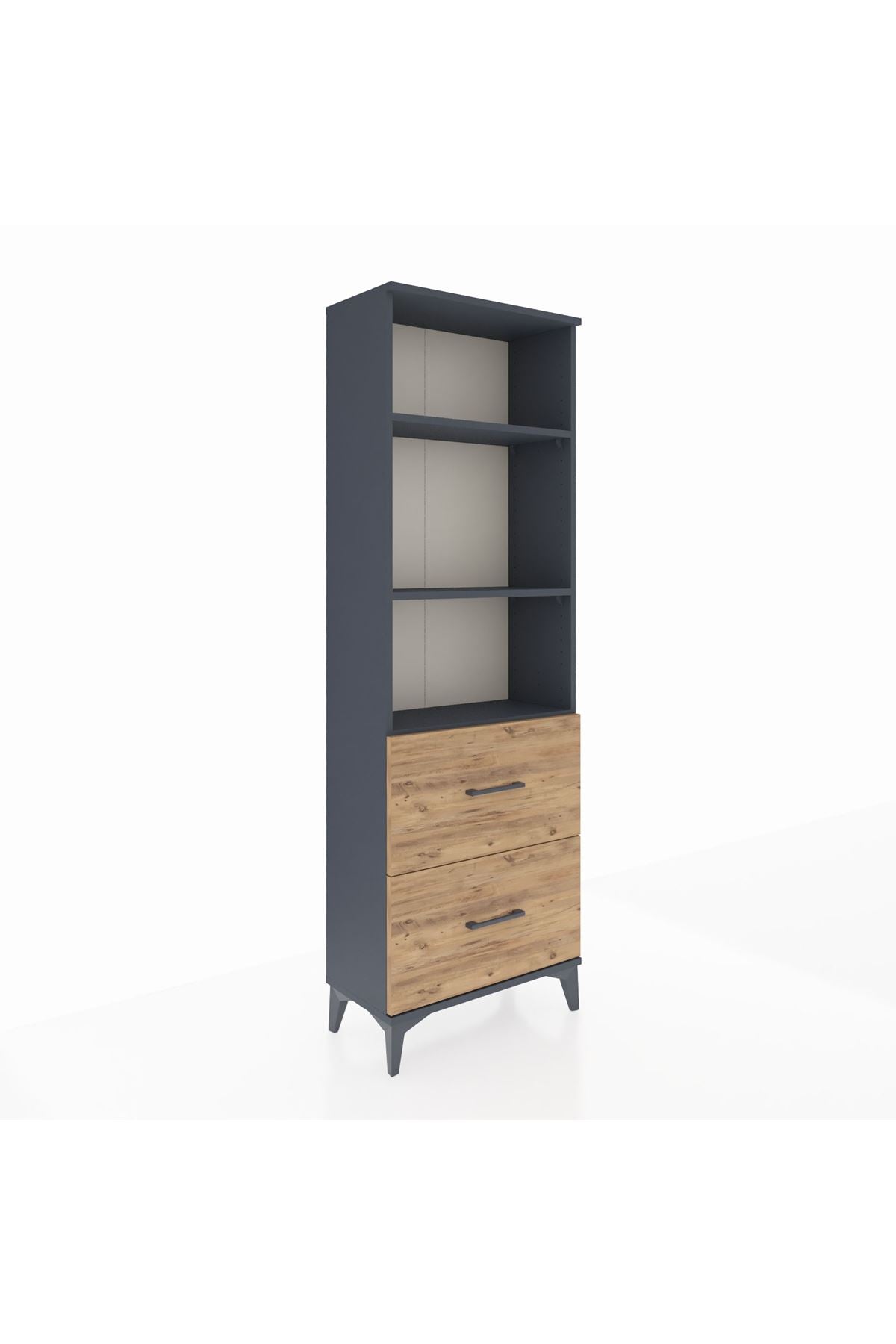 Arges Dolap 3 Raflı 2 Çekmeceli 60x30x182 Antrasit-Çam