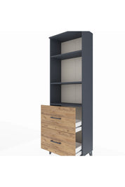 Arges Dolap 3 Raflı 2 Çekmeceli 60x30x182 Antrasit-Çam