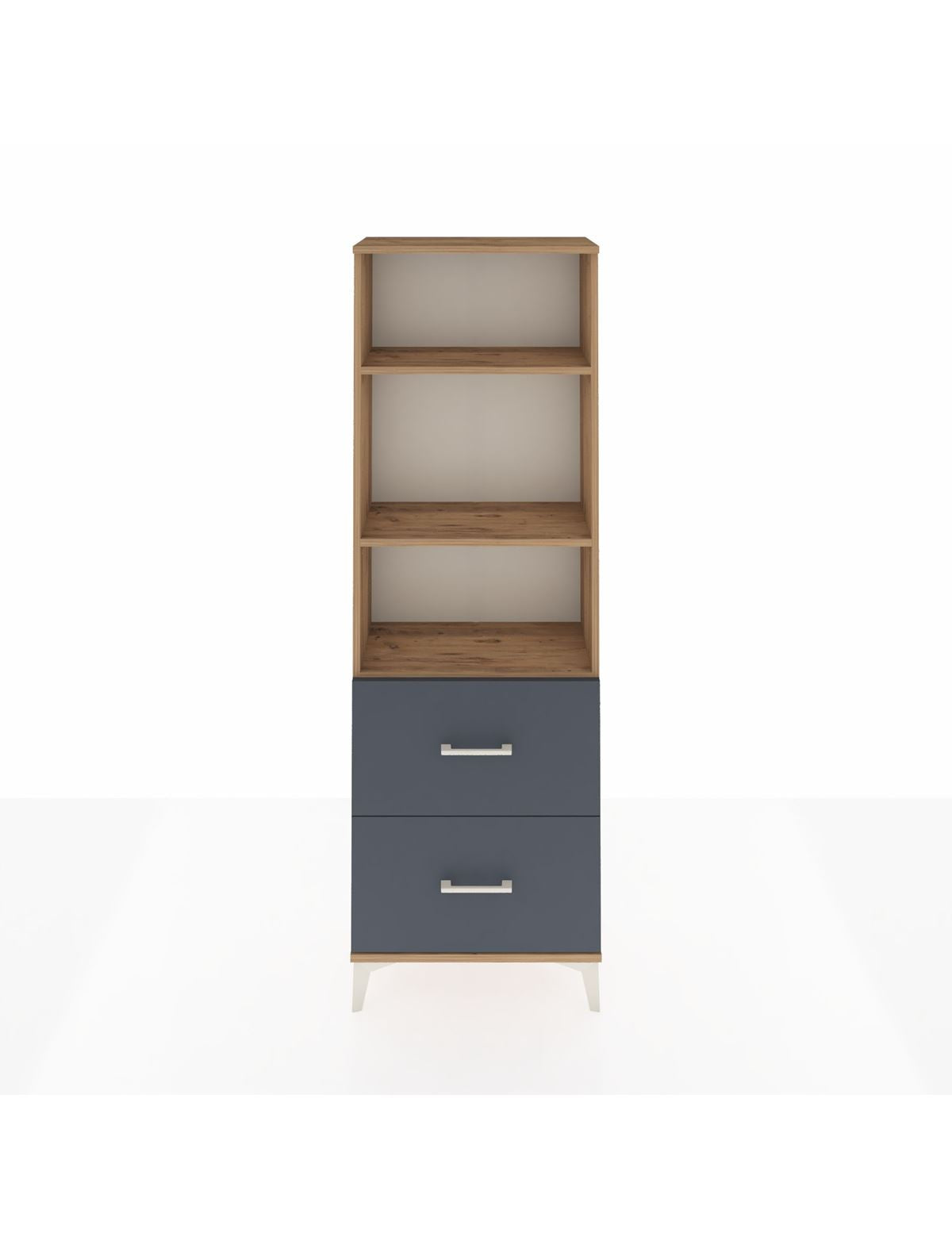 Arges Dolap 3 Raflı 2 Çekmeceli 60x30x182 Çam-Antrasit