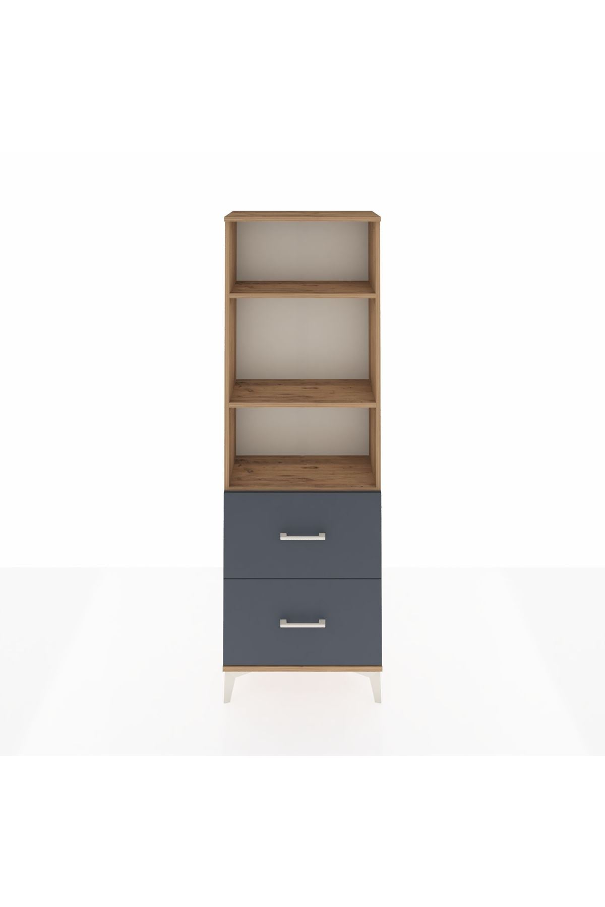 Arges Dolap 3 Raflı 2 Çekmeceli 60x30x182 Çam-Antrasit