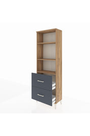 Arges Dolap 3 Raflı 2 Çekmeceli 60x30x182 Çam-Antrasit