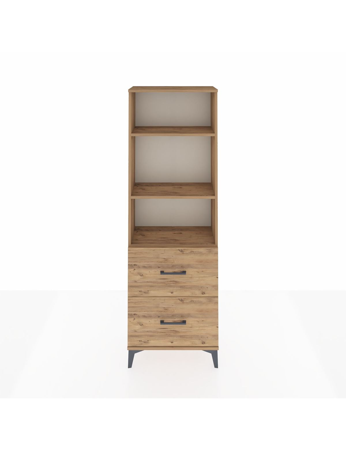 Arges Dolap 3 Raflı 2 Çekmeceli 60x30x182 Çam-Çam