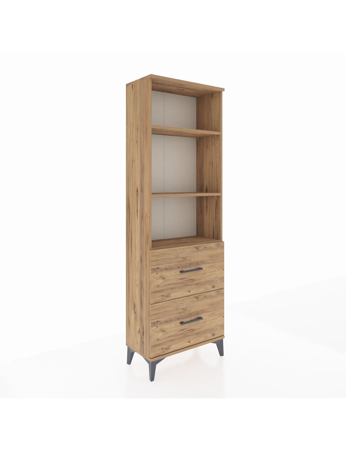 Arges Dolap 3 Raflı 2 Çekmeceli 60x30x182 Çam-Çam