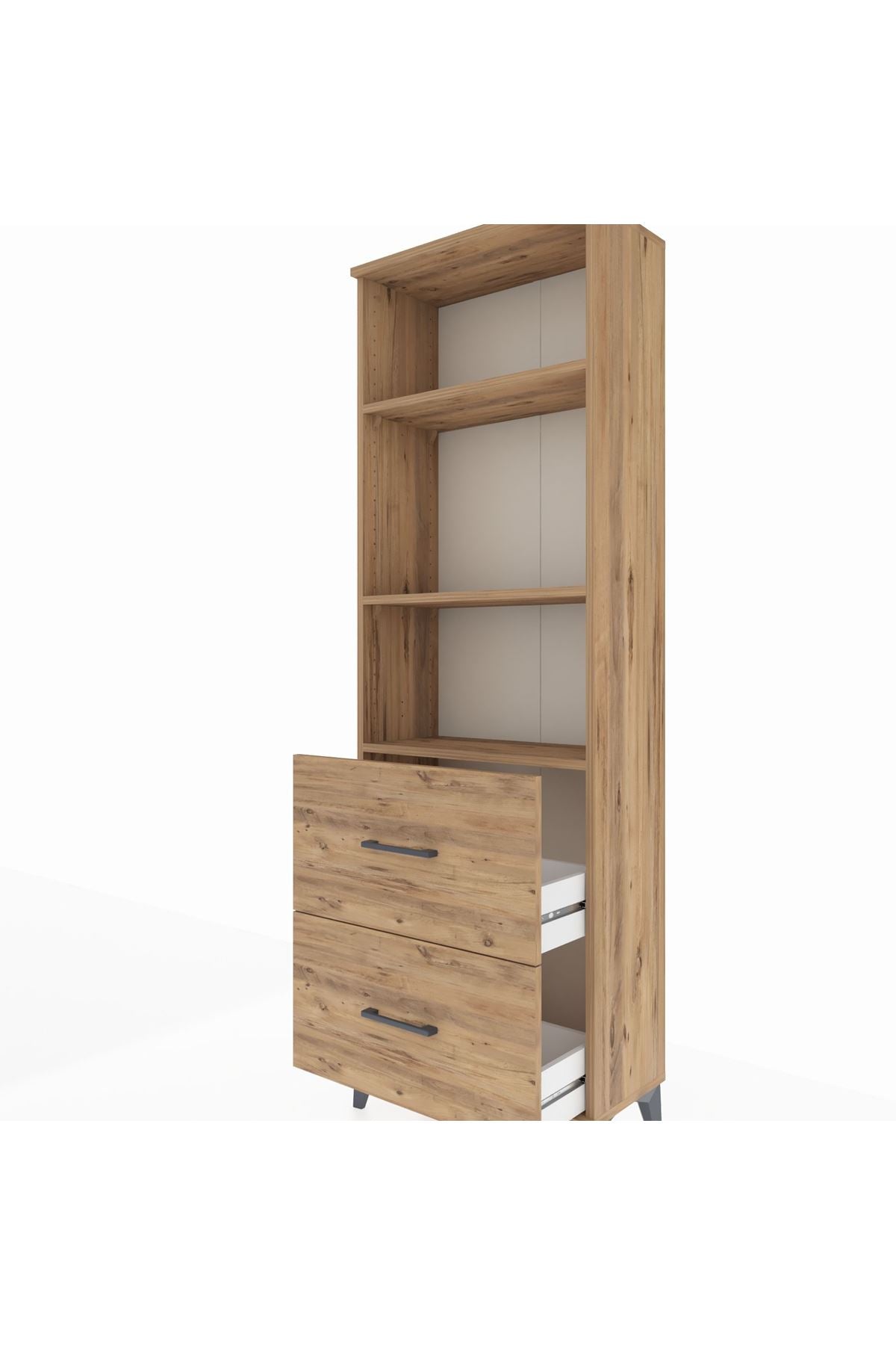 Arges Dolap 3 Raflı 2 Çekmeceli 60x30x182 Çam-Çam