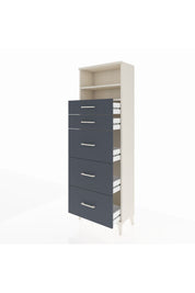 Arges Dolap 2 Raflı 5 Çekmeceli 60x30x182 Aytaşı-Antrasit