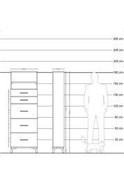Arges Dolap 2 Raflı 5 Çekmeceli 60x30x182 - S23M050V2A