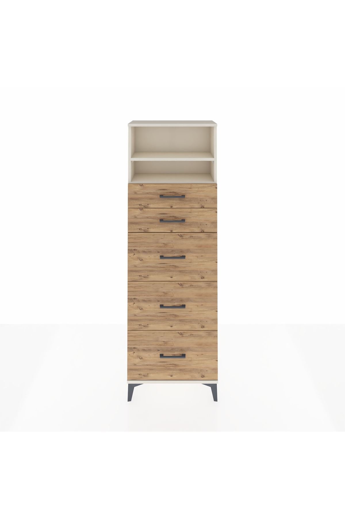 Arges Dolap 2 Raflı 5 Çekmeceli 60x30x182 Aytaşı-Çam