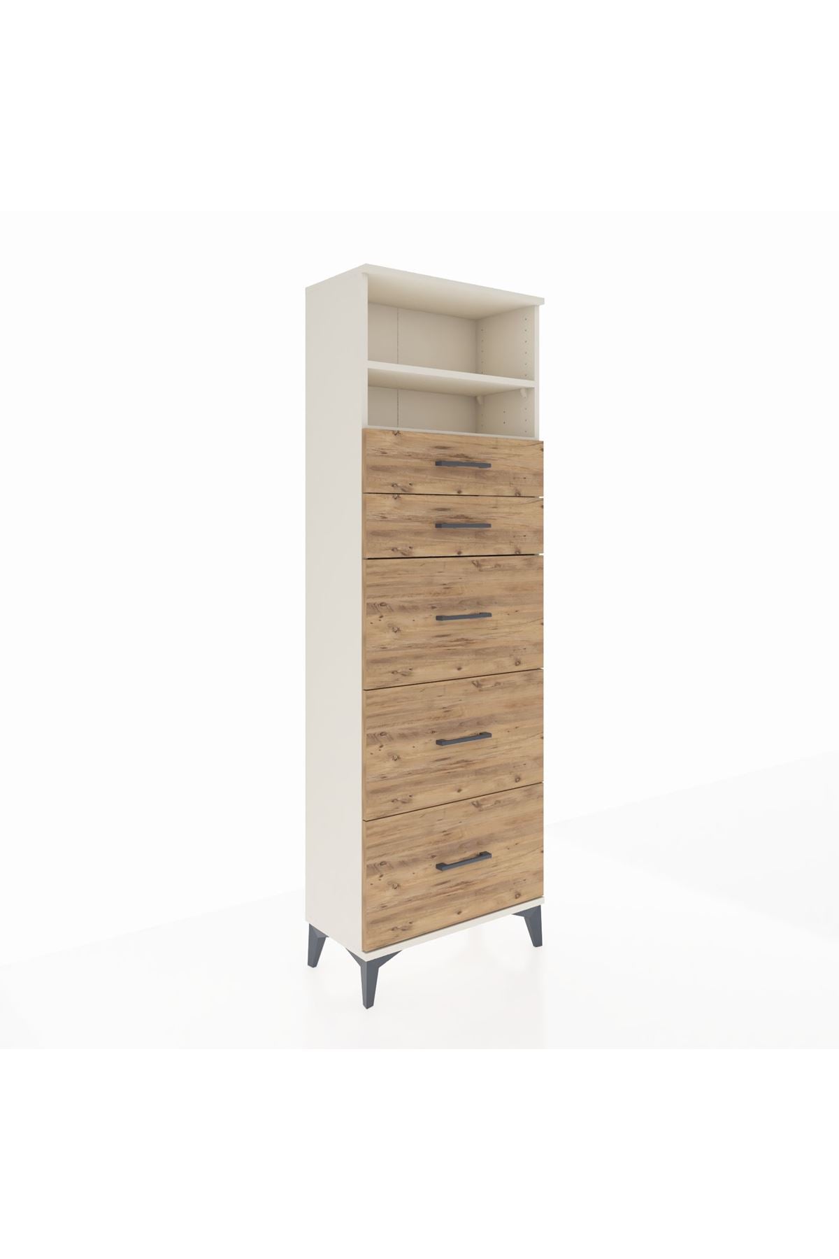 Arges Dolap 2 Raflı 5 Çekmeceli 60x30x182 Aytaşı-Çam