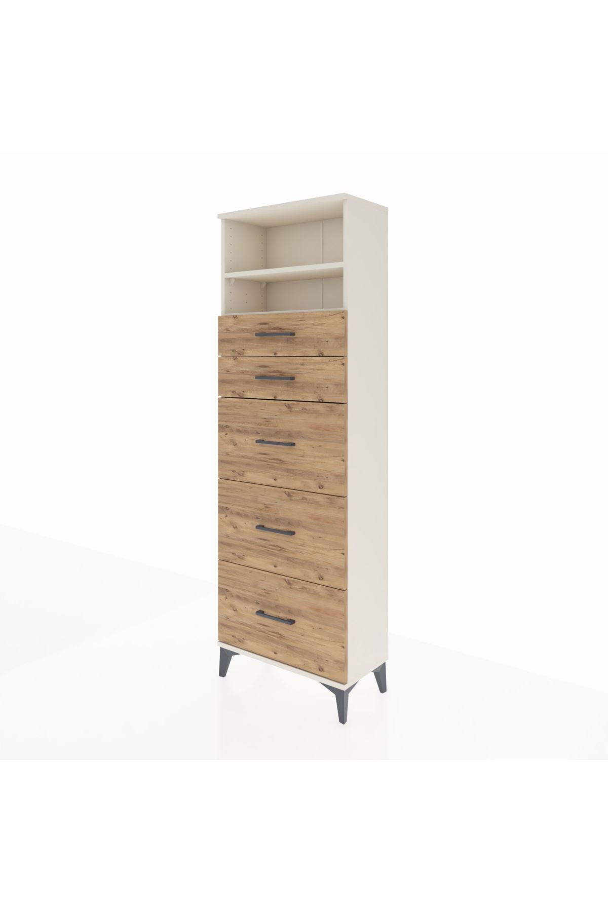 Arges Dolap 2 Raflı 5 Çekmeceli 60x30x182 Aytaşı-Çam