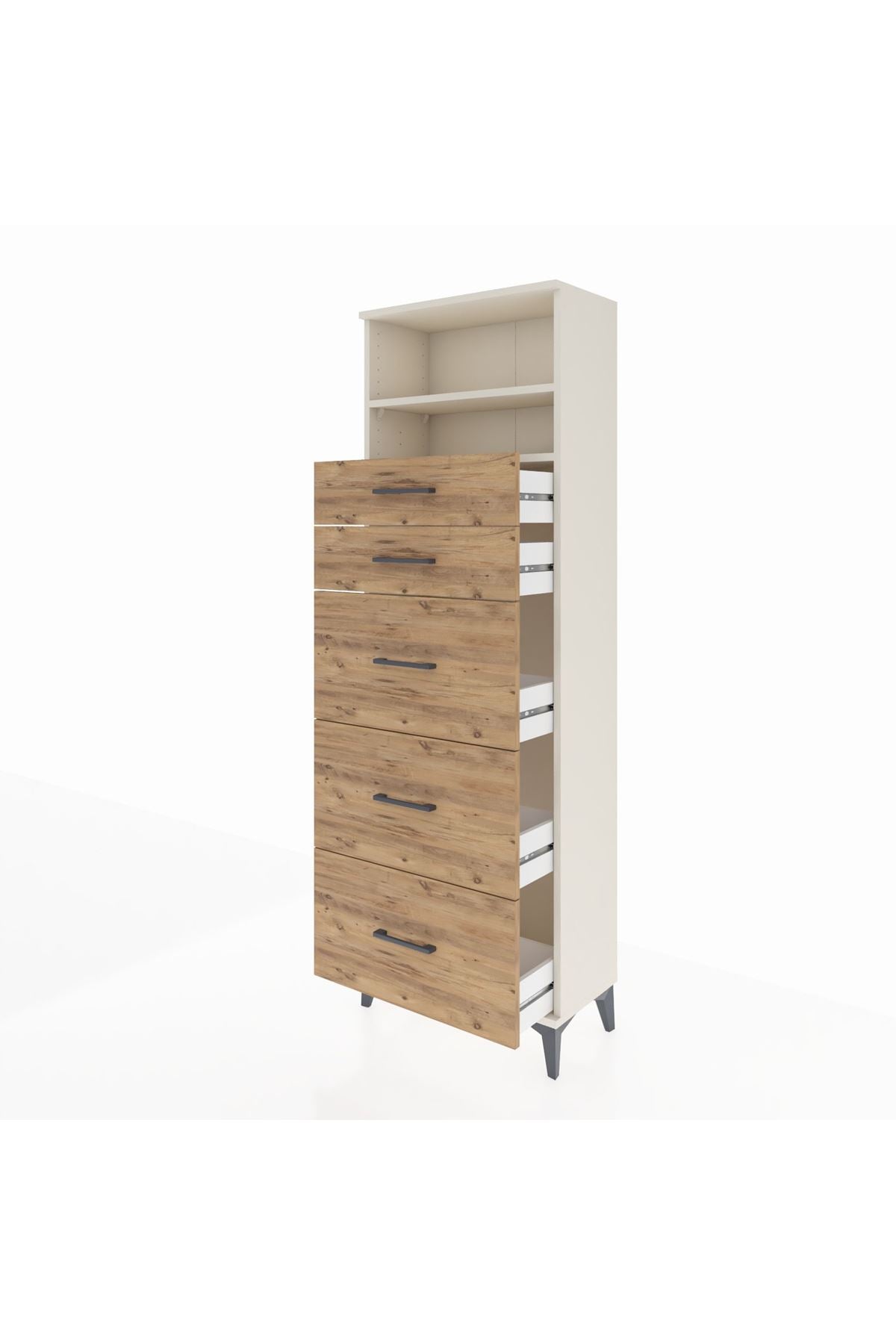 Arges Dolap 2 Raflı 5 Çekmeceli 60x30x182 Aytaşı-Çam