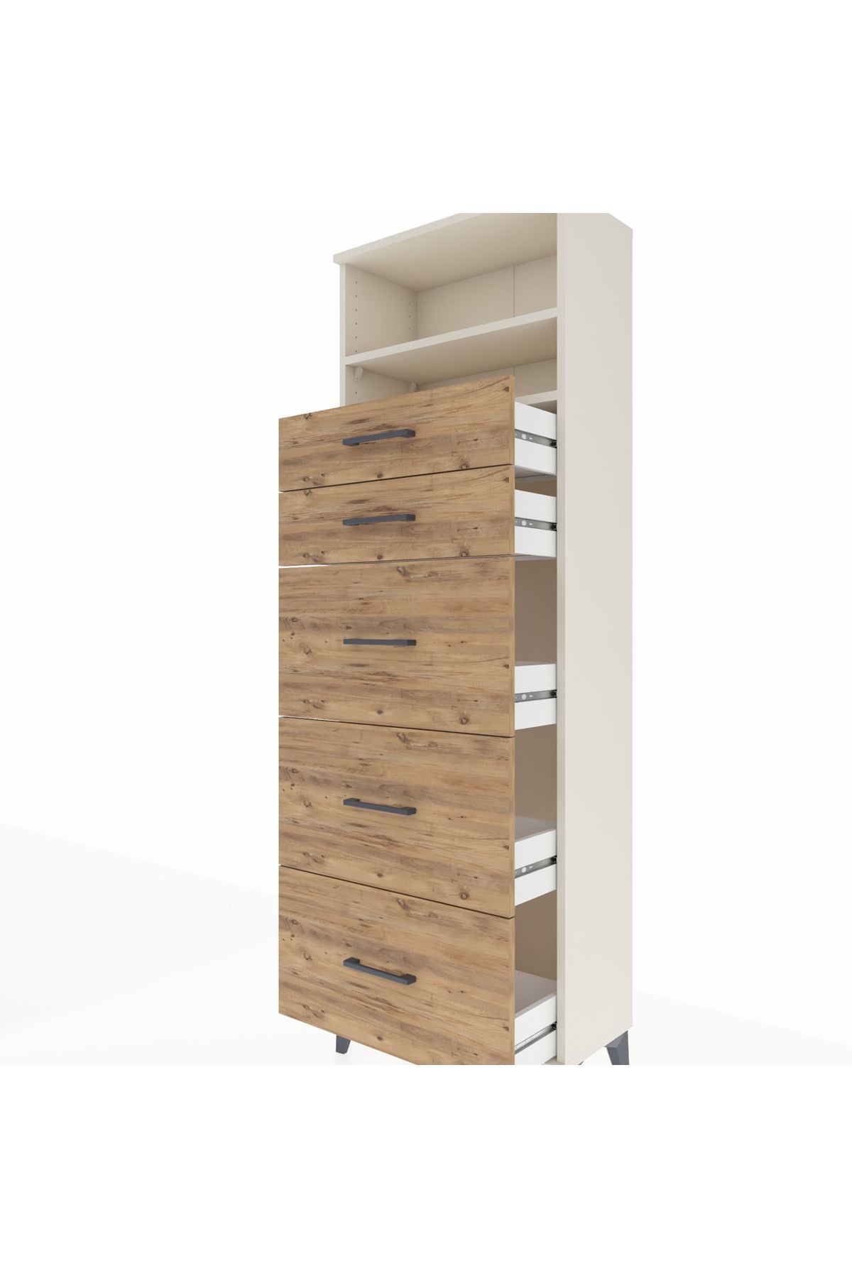 Arges Dolap 2 Raflı 5 Çekmeceli 60x30x182 Aytaşı-Çam