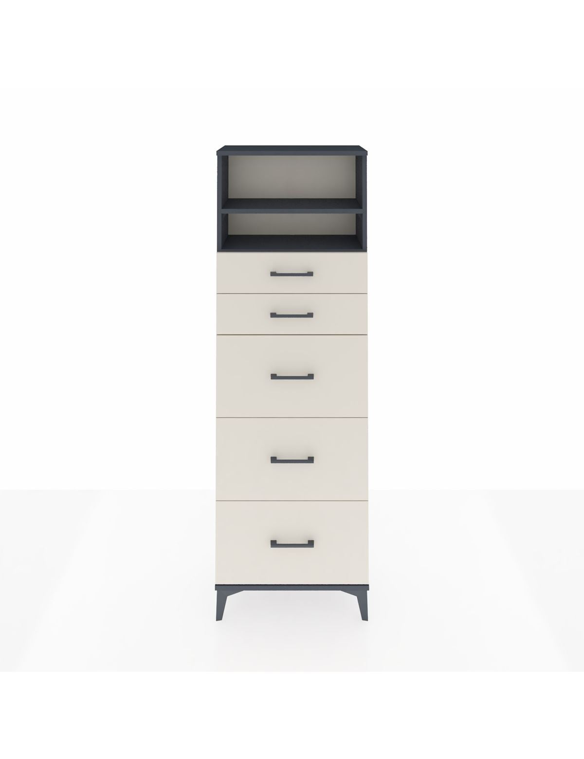 Arges Dolap 2 Raflı 5 Çekmeceli 60x30x182 Antrasit-Aytaşı