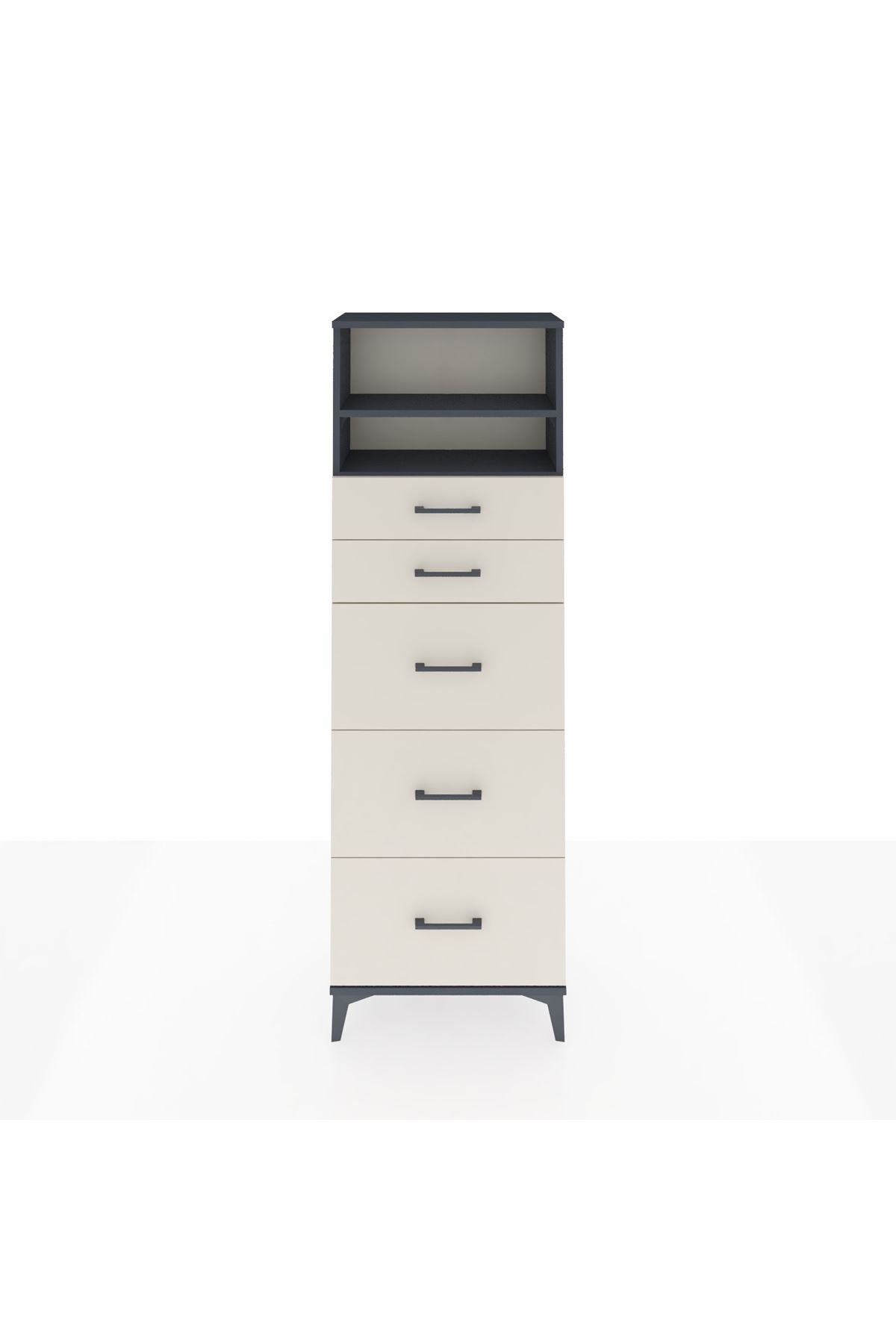 Arges Dolap 2 Raflı 5 Çekmeceli 60x30x182 Antrasit-Aytaşı