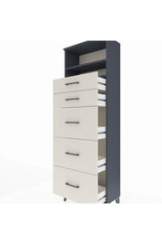 Arges Dolap 2 Raflı 5 Çekmeceli 60x30x182 Antrasit-Aytaşı